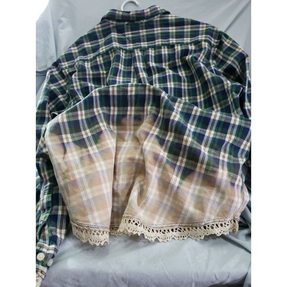 Upcycled Acid Washed Distressed Acid Dyed Tommy Hilfiger Flannel Shirt  Size L - Picture 6 of 6